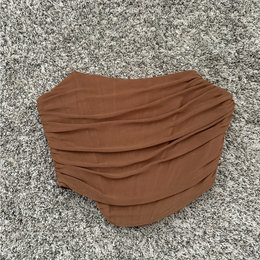 Brown Ruched Corset Top in Size L